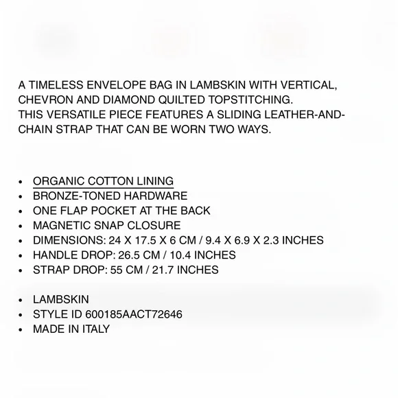 Classic YSL Envelope Lambskin Chervon Diamond Quilted Brown Bag - Picture 10 of 10